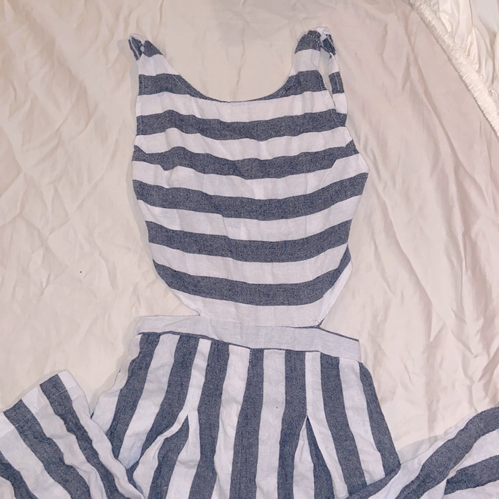 Striped navy pantsuit